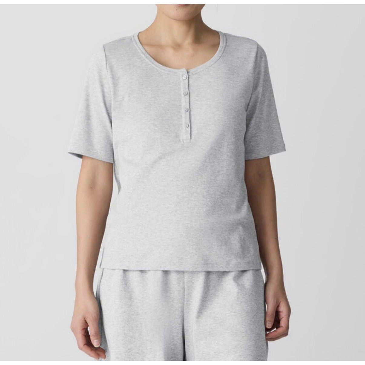 Nwot Defect Eileen Fisher Melange Organic Cotton Henley Top Women Sz 1x Grey $98